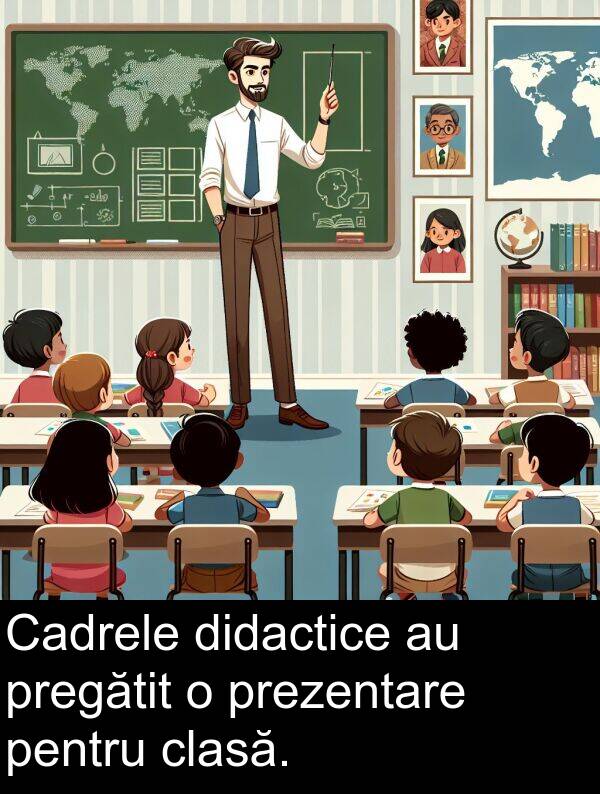 clasă: Cadrele didactice au pregătit o prezentare pentru clasă.