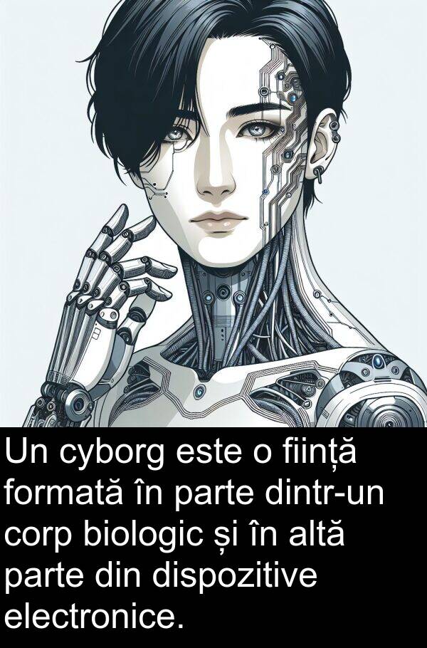 corp: Un cyborg este o ființă formată în parte dintr-un corp biologic și în altă parte din dispozitive electronice.