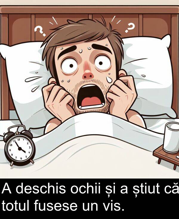 totul: A deschis ochii și a știut că totul fusese un vis.