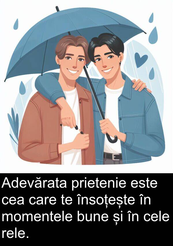 prietenie: Adevărata prietenie este cea care te însoțește în momentele bune și în cele rele.