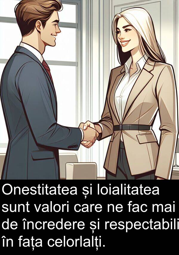 fac: Onestitatea și loialitatea sunt valori care ne fac mai de încredere și respectabili în fața celorlalți.