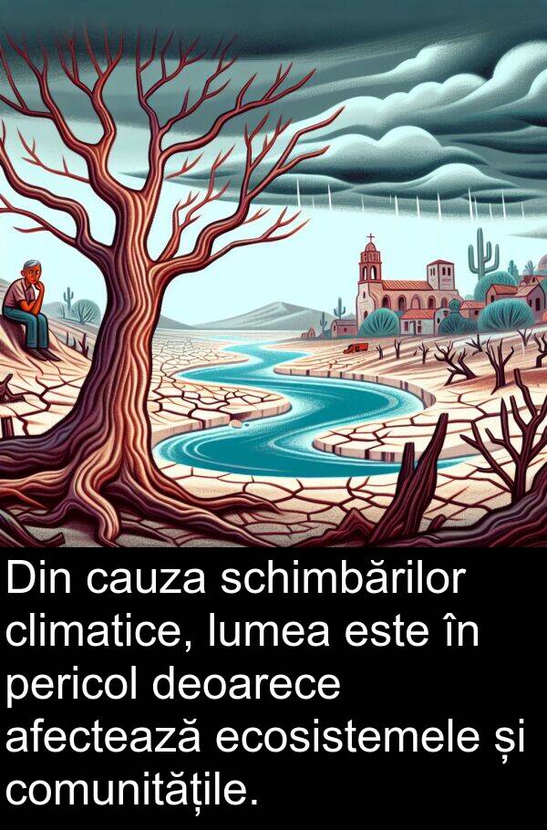 ecosistemele: Din cauza schimbărilor climatice, lumea este în pericol deoarece afectează ecosistemele și comunitățile.