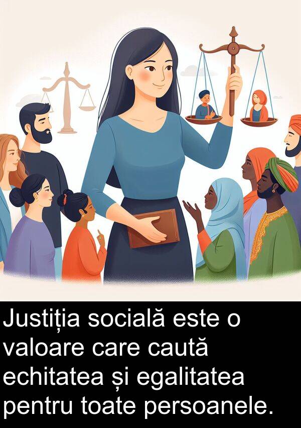 valoare: Justiția socială este o valoare care caută echitatea și egalitatea pentru toate persoanele.