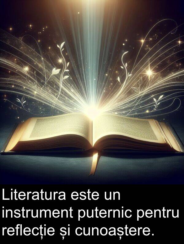 cunoaștere: Literatura este un instrument puternic pentru reflecție și cunoaștere.