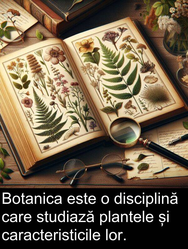 studiază: Botanica este o disciplină care studiază plantele și caracteristicile lor.