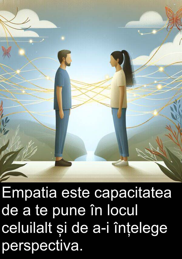 perspectiva: Empatia este capacitatea de a te pune în locul celuilalt și de a-i înțelege perspectiva.