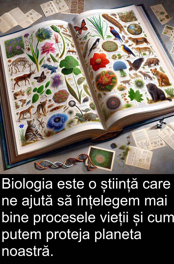 știință: Biologia este o știință care ne ajută să înțelegem mai bine procesele vieții și cum putem proteja planeta noastră.