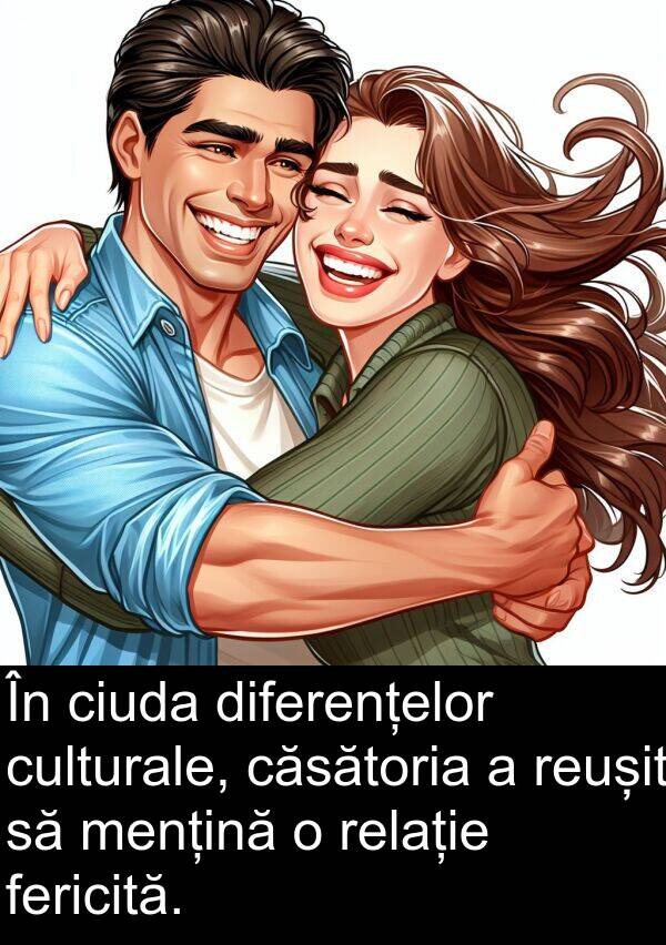 diferențelor: În ciuda diferențelor culturale, căsătoria a reușit să mențină o relație fericită.