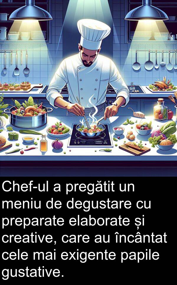 papile: Chef-ul a pregătit un meniu de degustare cu preparate elaborate și creative, care au încântat cele mai exigente papile gustative.