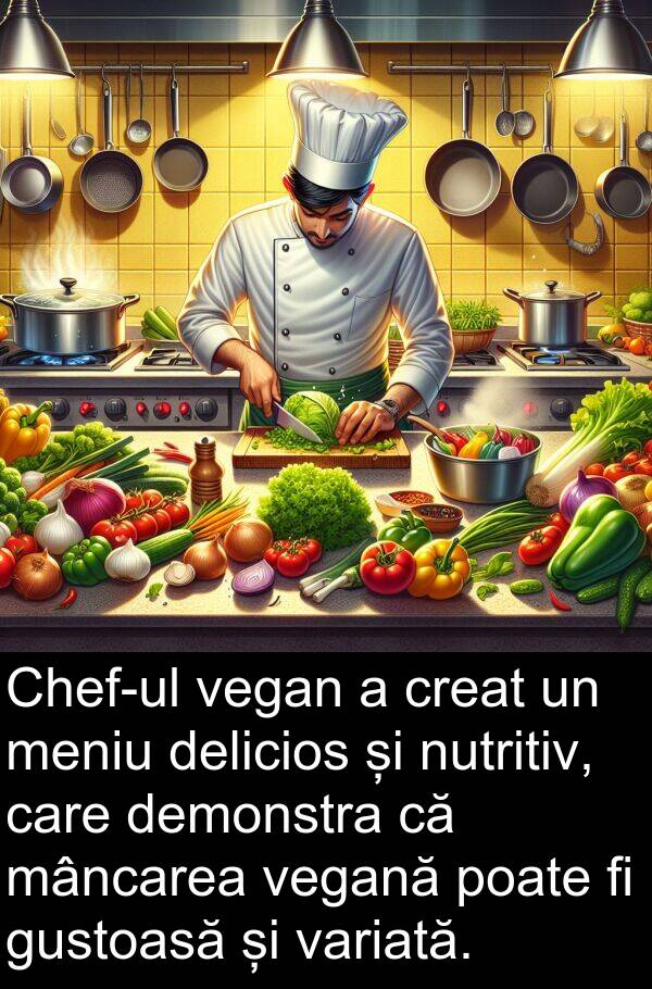 variată: Chef-ul vegan a creat un meniu delicios și nutritiv, care demonstra că mâncarea vegană poate fi gustoasă și variată.