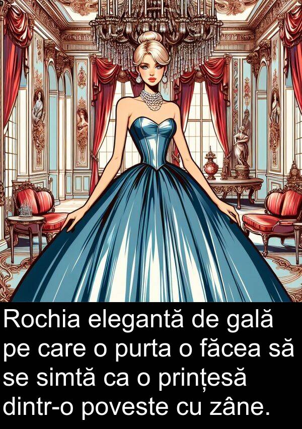 poveste: Rochia elegantă de gală pe care o purta o făcea să se simtă ca o prințesă dintr-o poveste cu zâne.