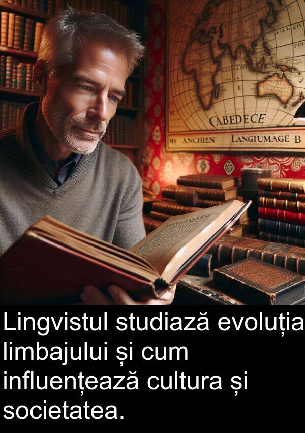 evoluția: Lingvistul studiază evoluția limbajului și cum influențează cultura și societatea.