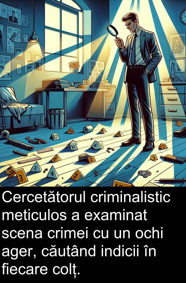 indicii: Cercetătorul criminalistic meticulos a examinat scena crimei cu un ochi ager, căutând indicii în fiecare colț.