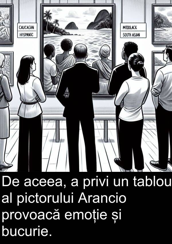 aceea: De aceea, a privi un tablou al pictorului Arancio provoacă emoție și bucurie.