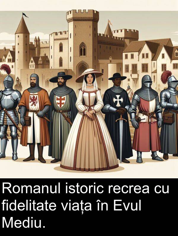 recrea: Romanul istoric recrea cu fidelitate viața în Evul Mediu.