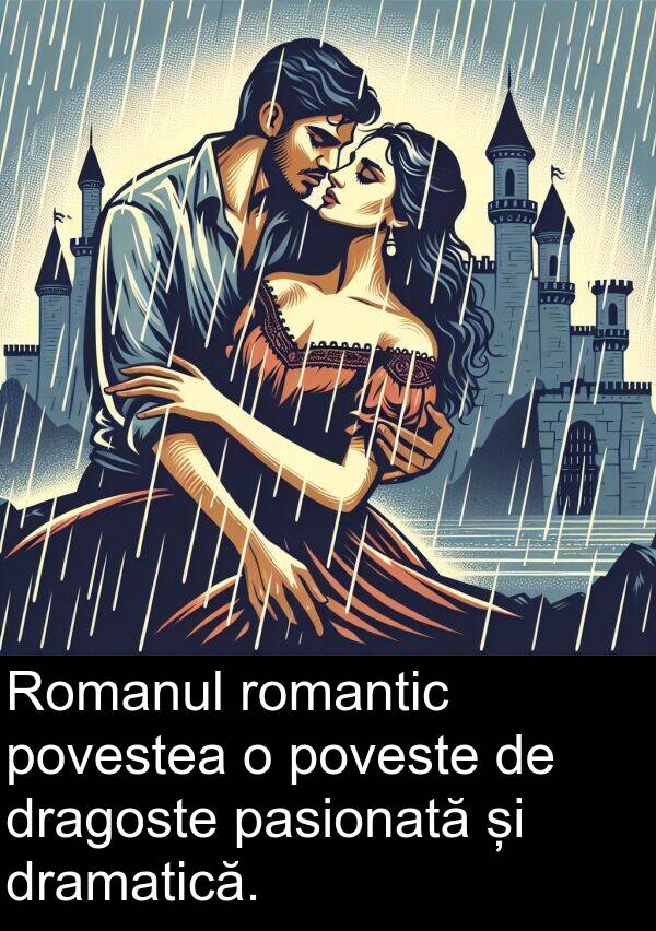 poveste: Romanul romantic povestea o poveste de dragoste pasionată și dramatică.