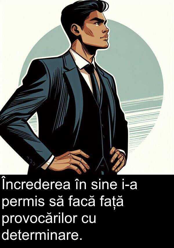 față: Încrederea în sine i-a permis să facă față provocărilor cu determinare.