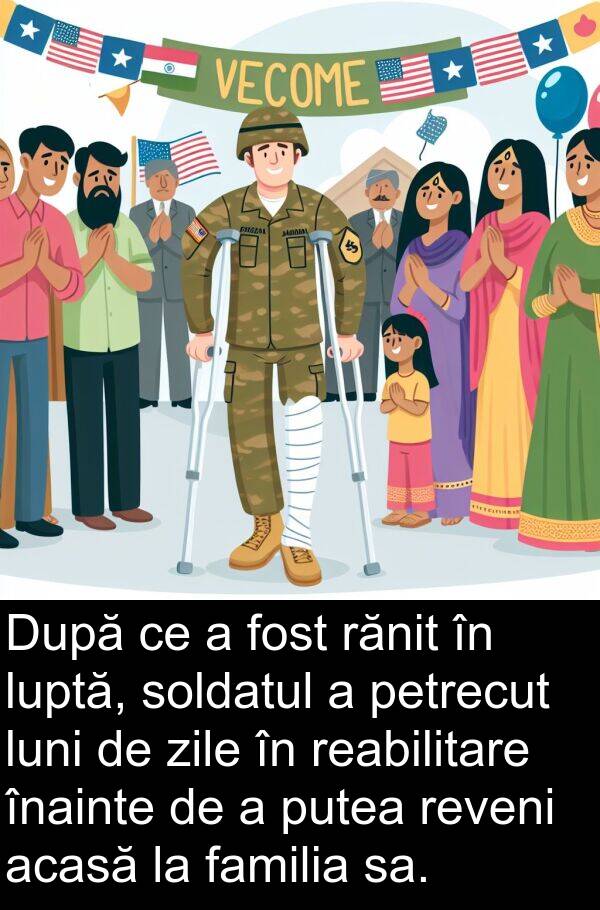 familia: După ce a fost rănit în luptă, soldatul a petrecut luni de zile în reabilitare înainte de a putea reveni acasă la familia sa.