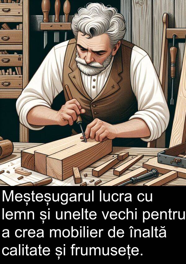 vechi: Meșteșugarul lucra cu lemn și unelte vechi pentru a crea mobilier de înaltă calitate și frumusețe.