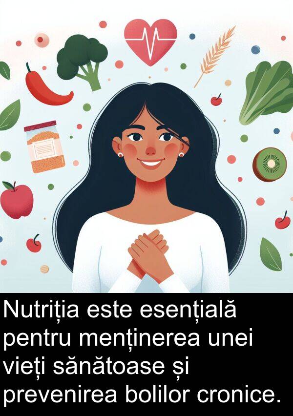unei: Nutriția este esențială pentru menținerea unei vieți sănătoase și prevenirea bolilor cronice.