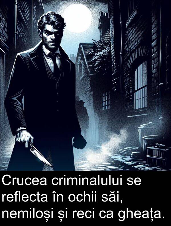 săi: Crucea criminalului se reflecta în ochii săi, nemiloși și reci ca gheața.