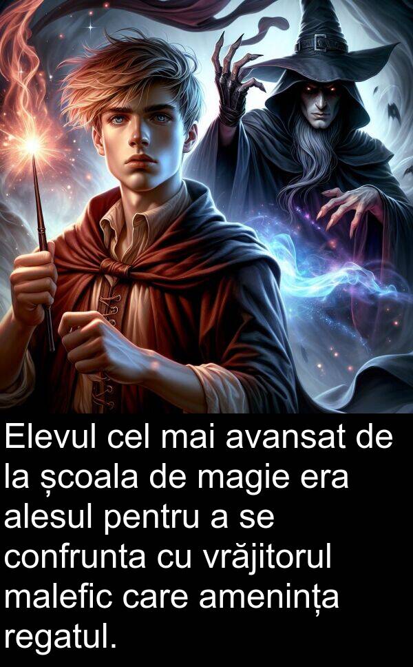 magie: Elevul cel mai avansat de la școala de magie era alesul pentru a se confrunta cu vrăjitorul malefic care amenința regatul.