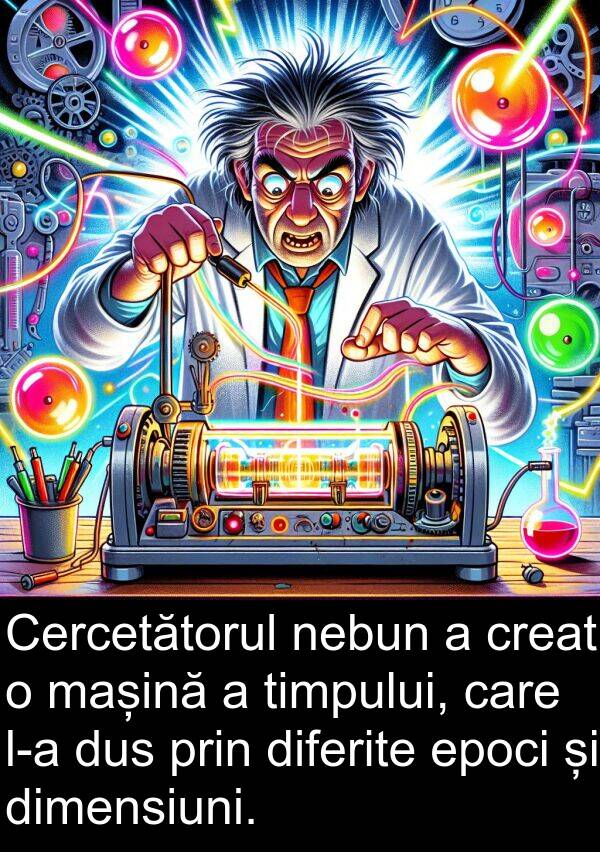 timpului: Cercetătorul nebun a creat o mașină a timpului, care l-a dus prin diferite epoci și dimensiuni.