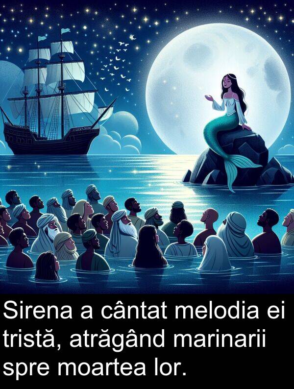 lor: Sirena a cântat melodia ei tristă, atrăgând marinarii spre moartea lor.