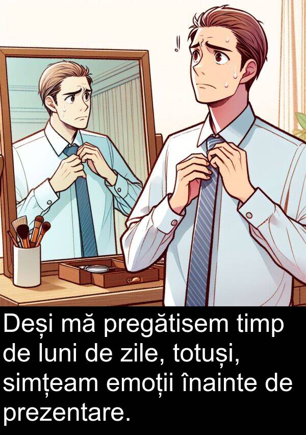 înainte: Deși mă pregătisem timp de luni de zile, totuși, simțeam emoții înainte de prezentare.