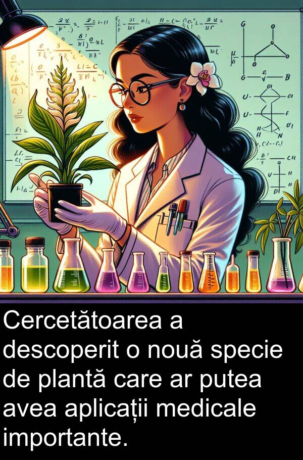 medicale: Cercetătoarea a descoperit o nouă specie de plantă care ar putea avea aplicații medicale importante.
