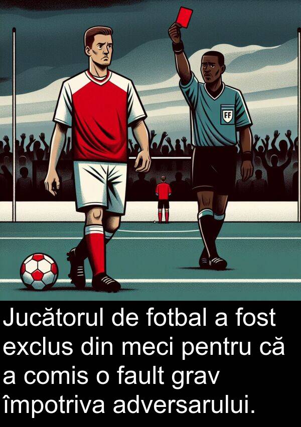 fault: Jucătorul de fotbal a fost exclus din meci pentru că a comis o fault grav împotriva adversarului.
