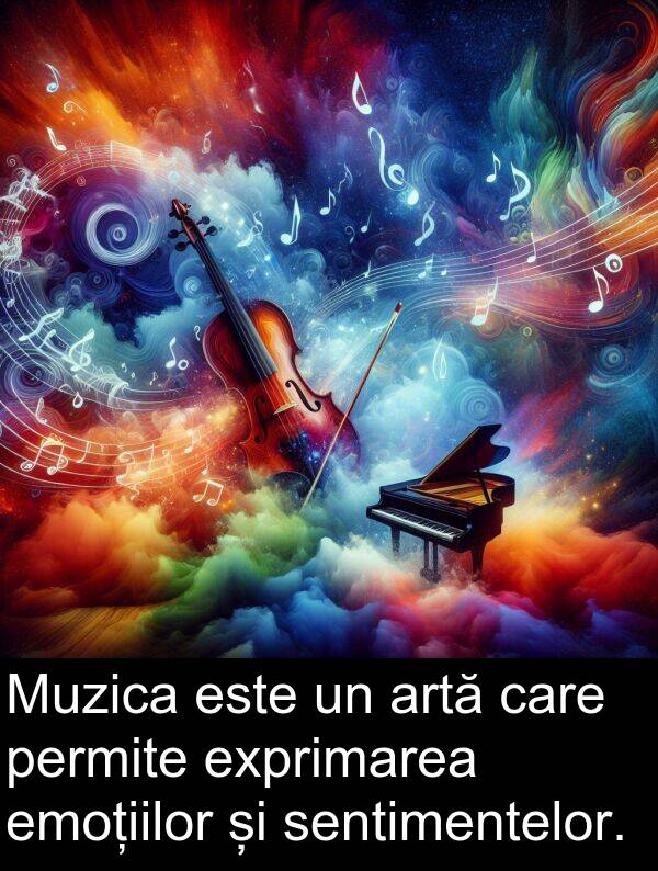 permite: Muzica este un artă care permite exprimarea emoțiilor și sentimentelor.