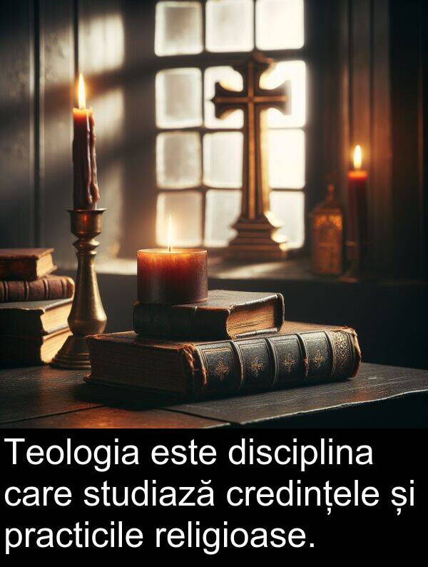disciplina: Teologia este disciplina care studiază credințele și practicile religioase.