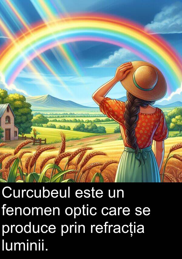 fenomen: Curcubeul este un fenomen optic care se produce prin refracția luminii.