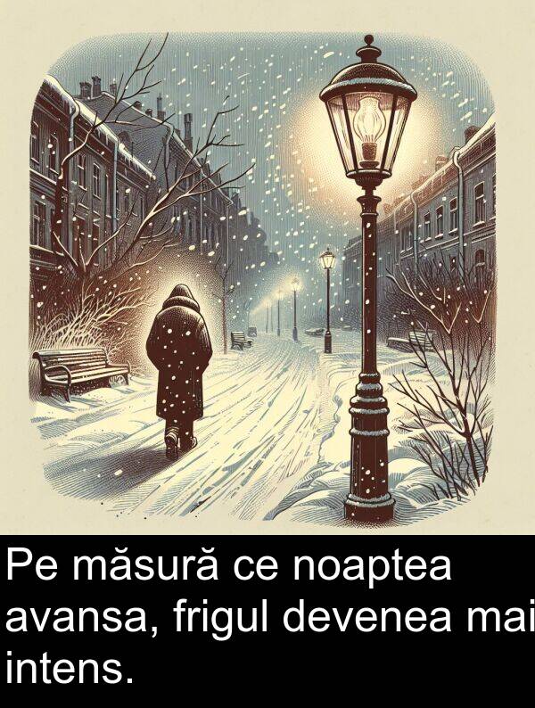 frigul: Pe măsură ce noaptea avansa, frigul devenea mai intens.