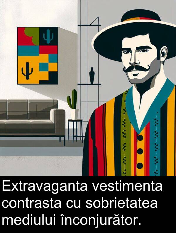 mediului: Extravaganta vestimenta contrasta cu sobrietatea mediului înconjurător.