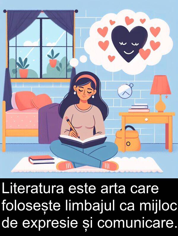 expresie: Literatura este arta care folosește limbajul ca mijloc de expresie și comunicare.
