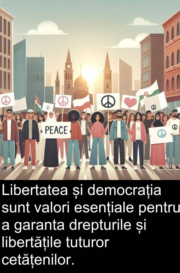 drepturile: Libertatea și democrația sunt valori esențiale pentru a garanta drepturile și libertățile tuturor cetățenilor.
