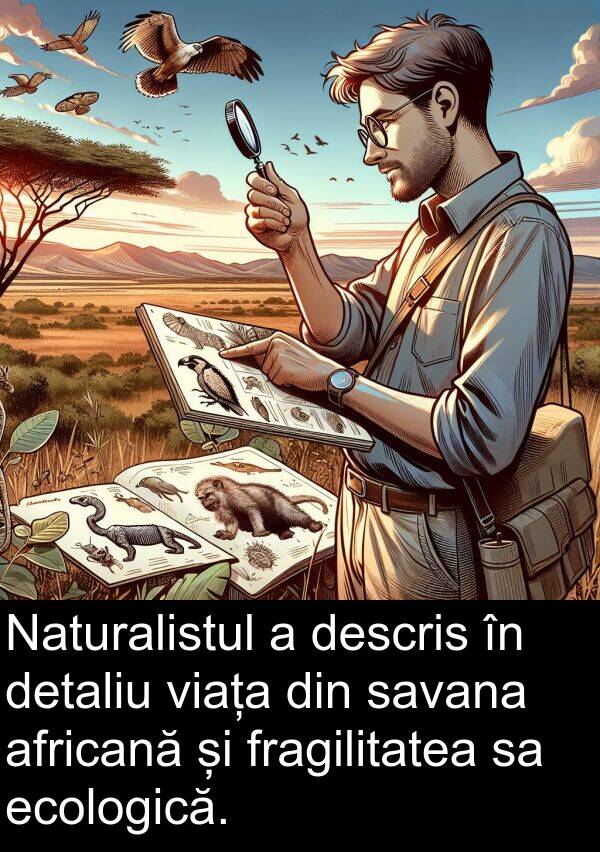 detaliu: Naturalistul a descris în detaliu viața din savana africană și fragilitatea sa ecologică.