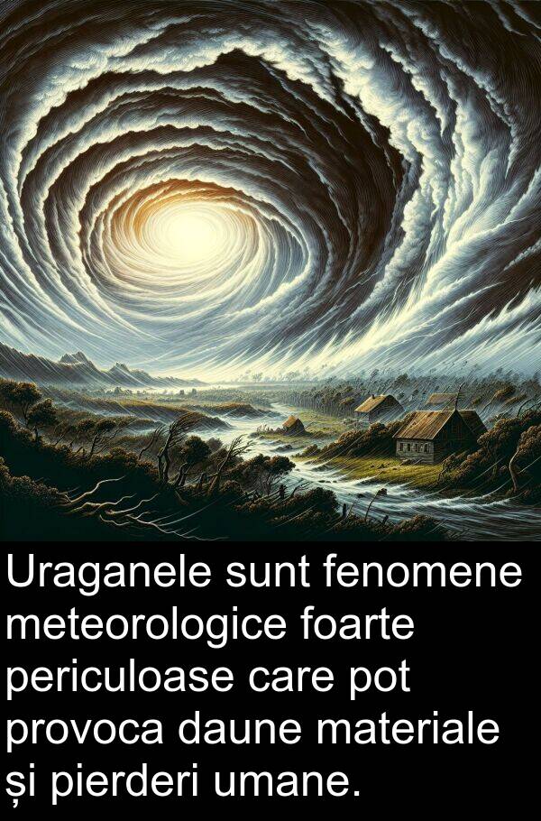 daune: Uraganele sunt fenomene meteorologice foarte periculoase care pot provoca daune materiale și pierderi umane.
