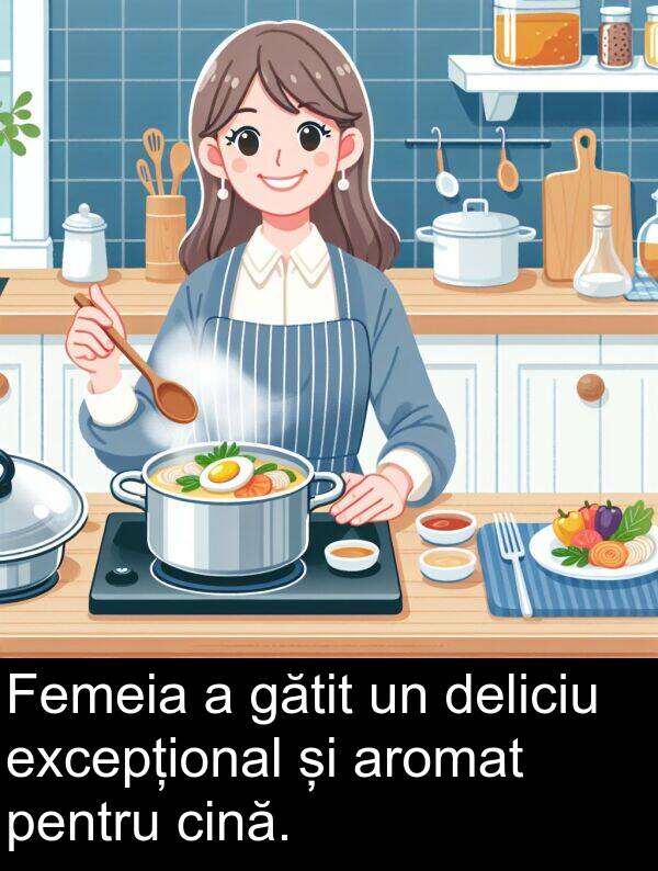 gătit: Femeia a gătit un deliciu excepțional și aromat pentru cină.