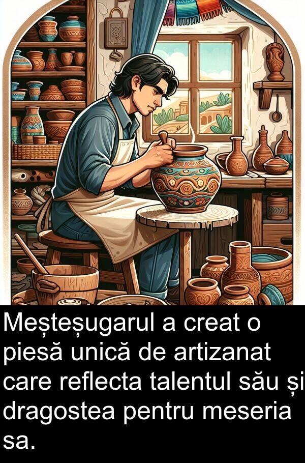 talentul: Meșteșugarul a creat o piesă unică de artizanat care reflecta talentul său și dragostea pentru meseria sa.