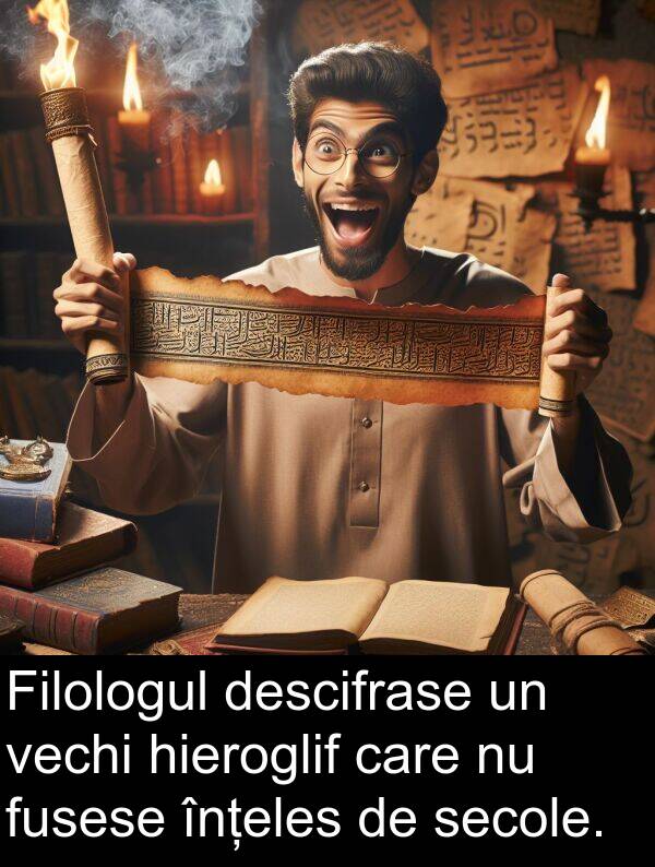 vechi: Filologul descifrase un vechi hieroglif care nu fusese înțeles de secole.