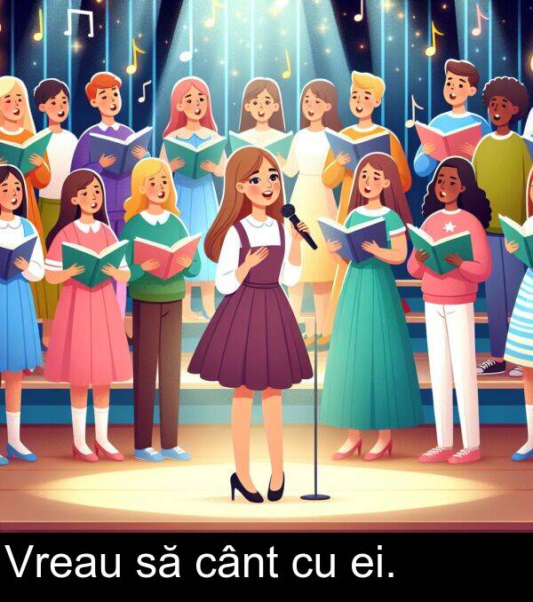 ei: Vreau să cânt cu ei.