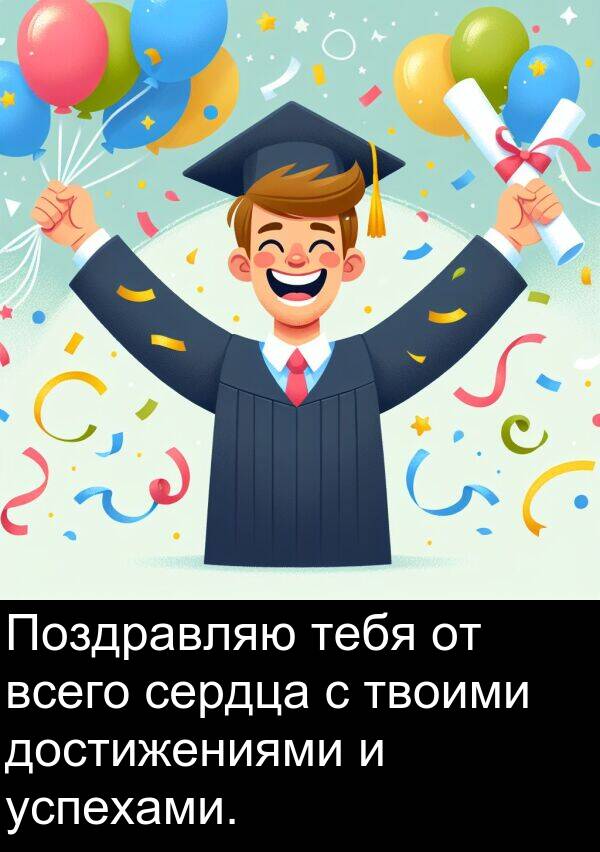 всего: Поздравляю тебя от всего сердца с твоими достижениями и успехами.