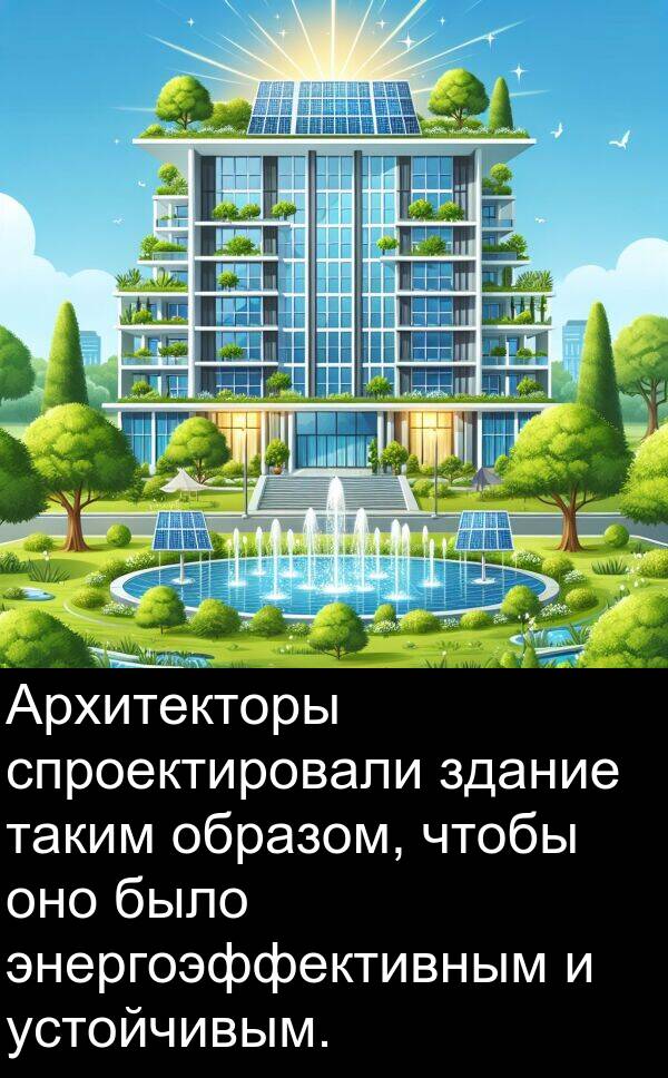 устойчивым: Архитекторы спроектировали здание таким образом, чтобы оно было энергоэффективным и устойчивым.