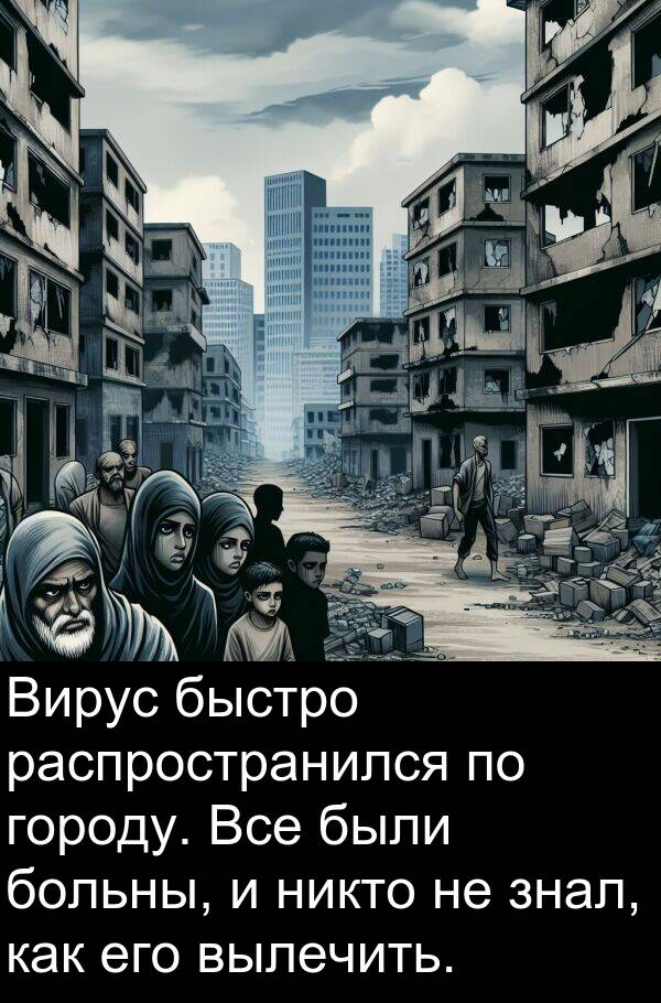 никто: Вирус быстро распространился по городу. Все были больны, и никто не знал, как его вылечить.