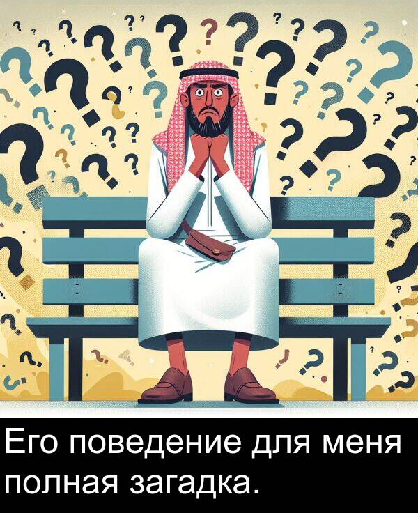 для: Его поведение для меня полная загадка.