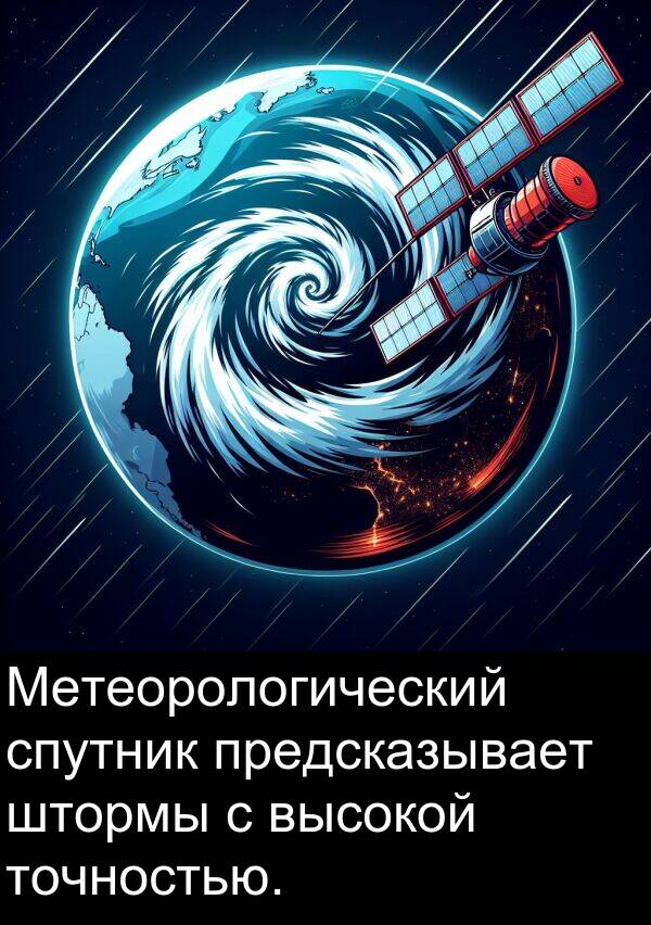 высокой: Метеорологический спутник предсказывает штормы с высокой точностью.