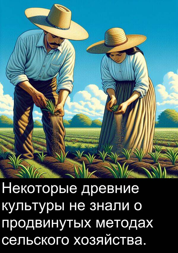 продвинутых: Некоторые древние культуры не знали о продвинутых методах сельского хозяйства.
